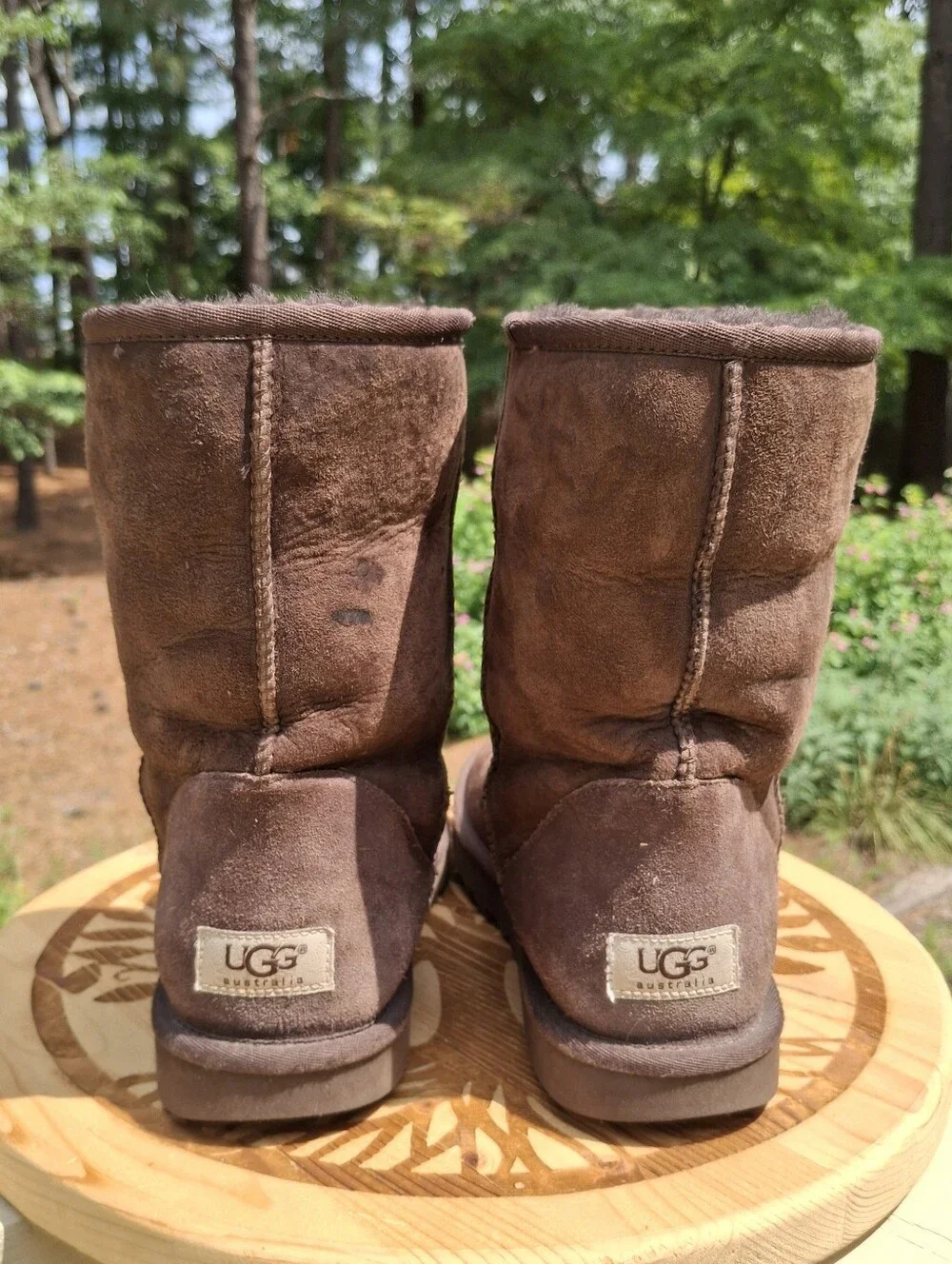 UGG Women's Classic Chocolate Brown Suede Sherling Lined Short II Boots Sz 10